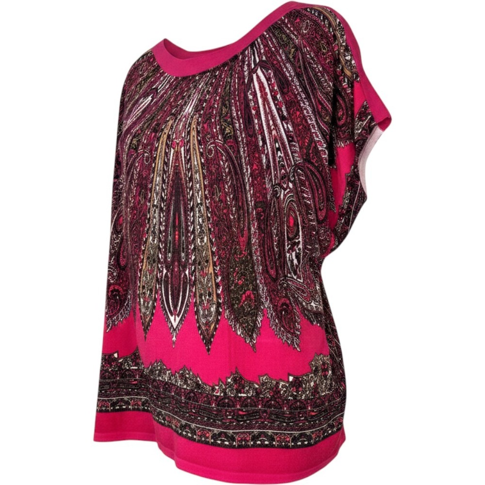 Cache Paisley Knit Top Size M Pink